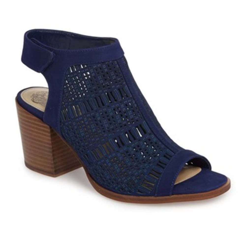 NWT Vince Camuto Women's Keannie Leather Stacked Block Heel Sandal sz 10